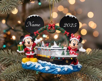 Custom Disney Cruise Line Christmas Ornament, Christmas Disney Cruise Ship Ornament, Mickey Minnie Christmas Cruise Trip Ornament UNE151