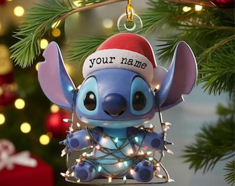 Personalized Stitch Christmas Ornament, Disney Stitch Xmas Ornament Hanging, Customized Stitch 2025 Christmas Tree Decor Gift UVN-6