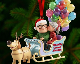 Personalized Disney Pixar Up House Christmas Resin Ornament 2D Flat , His Ellie Her Carl Couples Decor, You Are My Adventure Ornament UVN-59