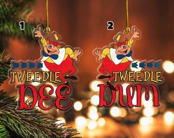 Disney Alice In Wonderland Christmas Ornament, Tweedle Dee And Tweedle Dum Acrylic Ornament, Custom Name Alice Wonderland Ornament  ZZ319