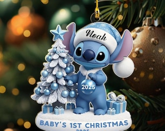 Personalized Stitch Christmas Ornament, Disney Stitch Xmas Ornament Hanging, Customized Stitch 2025 Christmas Tree Decor Gift ZZ632