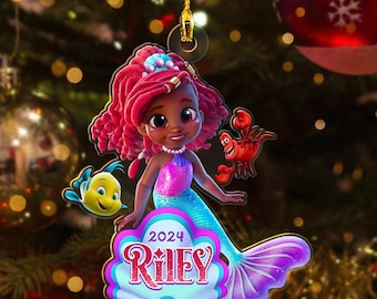 Personalized Disney The Little Mermaid Christmas Ornament, Custom Disney Princess Ariel Christmas Tree Hanging Ornament ZZ641
