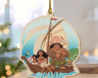 Moana Christmas Acrylic Ornament Disney Princess Moana Cutout Ornament Personalized Christmas Ornament Disney Christmas Ornament  ZZ270