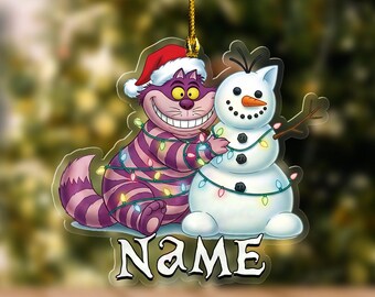 Personalized Cheshire Cat Ornament, Disney Family Christmas Tree Decor, Cute Fairy Tale Characters Personalized Holiday Gift UNE-52