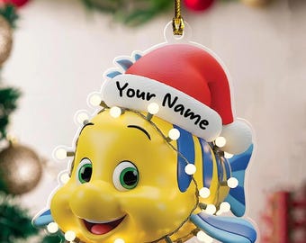 Personalized Flounder Christmas Ornament, Ariel Princess Christmas Keepsake Xmas Decor, Disney The Little Mermaid Ornament Gift ZZ697