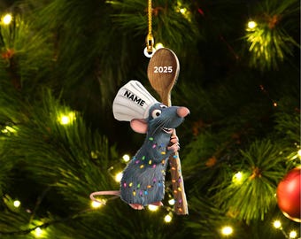 Custom Mouse Chef Christmas Ornament, Ratatouille Mouse Chef 2D Flat Ornament Decor, Disney Remi Ornament Christmas Keepsake ZZ13