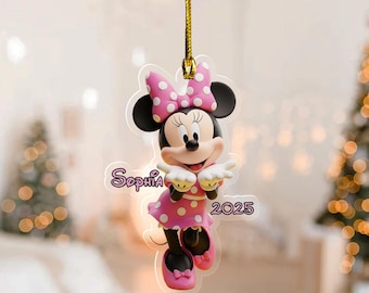 Personalized Name Minnie Mouse Disney Christmas Ornament, Disney Ornament Decor, Disneyland Family Trip Gift UNE133