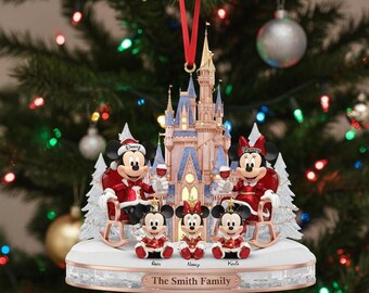 Personalized Disney Castle Christmas Family Flat Acrylic Ornament, Custom Acrylic Christmas Keepsake with Names, Magical Holiday Gift ZZ466