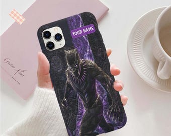 Personalized Black Panther iPhone Case, Marvel Superhero Quilted Phone Cover, Custom Wakanda Forever Gift, Hero Villain Case ID-0610-PJV7