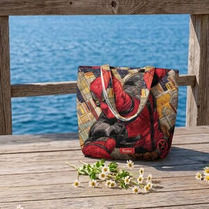 Personalized Deadpool Quilted Tote Bag, Marvel Superhero Shoulder Bag, Custom Name Travel Tote, Funny Comic Fan Gift for Him ID-0610-MQYQ 画像 5