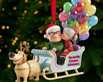 Personalized Disney Pixar Up House Christmas Resin Ornament 2D Flat , His Ellie Her Carl Couples Decor, You Are My Adventure Ornament UVN-8