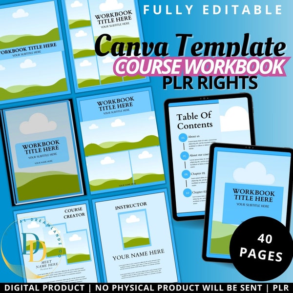 Fully Editable Course Workbook Template - PLR - Canva Template - E-book Instant Download - Customizable - 143 pages