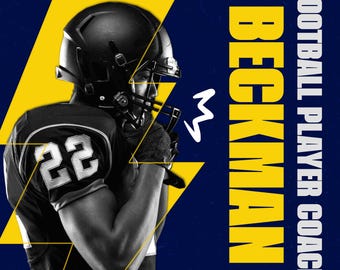 Football Poster psd Template | Sports Background & Digital Backdrop For Senior Sports Poster, Memory Mate, Football Banner, Editable File