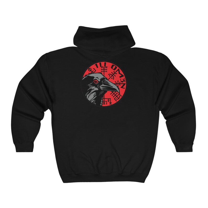 Ill Omen Raven Red Logo Front & Back Full Zip Hoodie Etsy