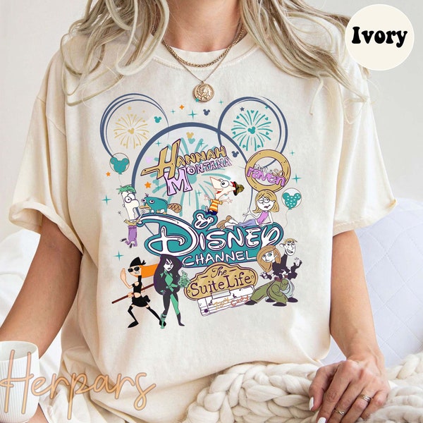 Disney Channel Cartoon Characters Group Shirt-Hannah Montana,Lizzie McGuire,Phineas & Ferb Tee,What Dreams Are Made Of' Disneyland Trip Gift