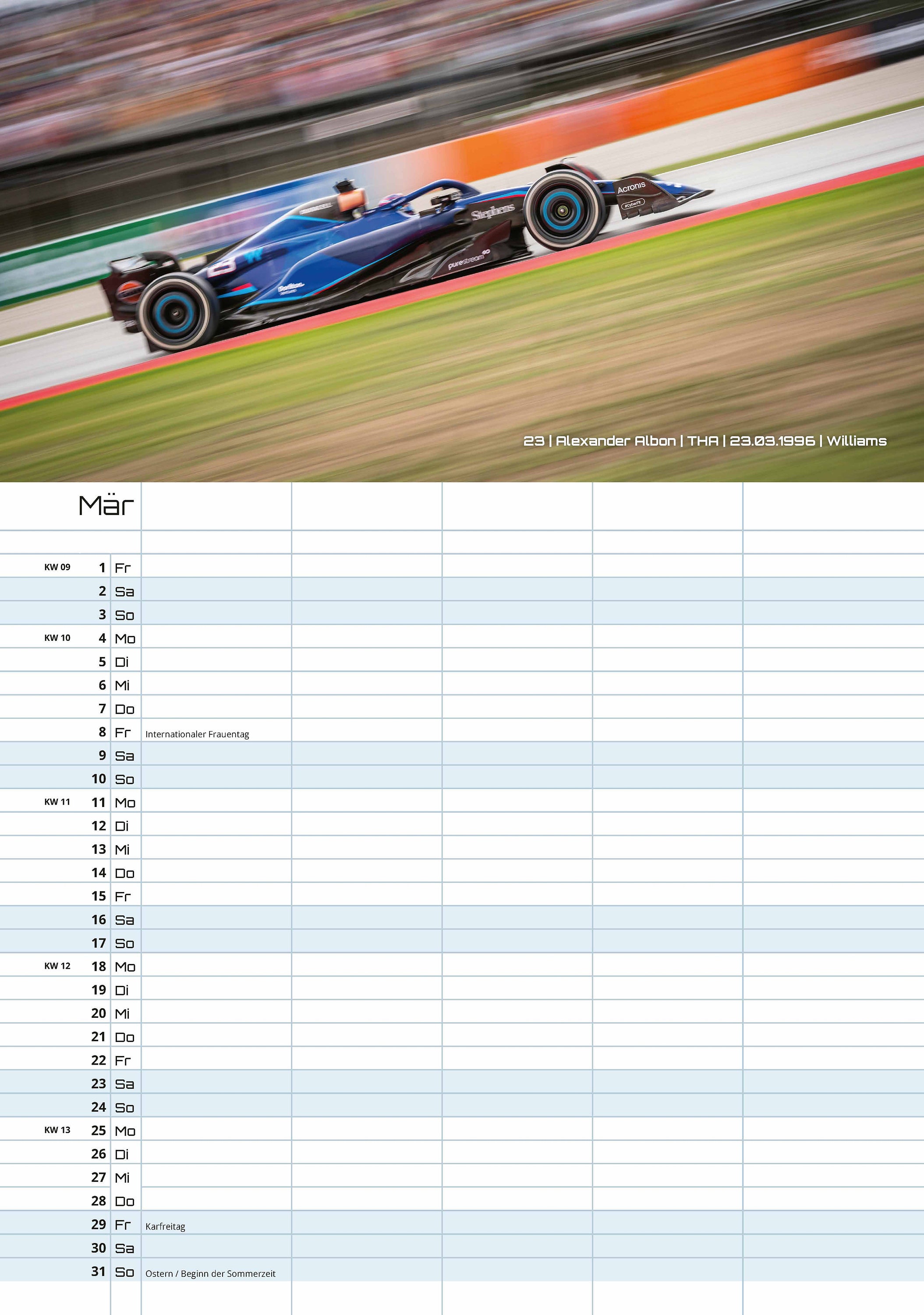 Calendrier Formule 1 - Grand Prix - 2024 - F1 - Format A3 