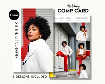 Modeling Comp Card Template, Zed Card, Editable Model Comp Card, Customizable Comp Card Canva Template, Modelling Fashion Portfolio Card