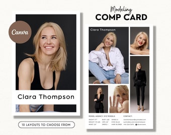 Modeling Comp Card Template, Editable Model Comp Card, Zed Card, Customizable Comp Card Canva Modelling Template, Fashion Portfolio Card