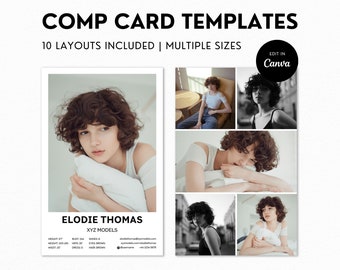 Modeling Comp Card Template, Zed Card, Editable Model Comp Card, Customizable Comp Card Canva Template, Modelling Fashion Portfolio Card