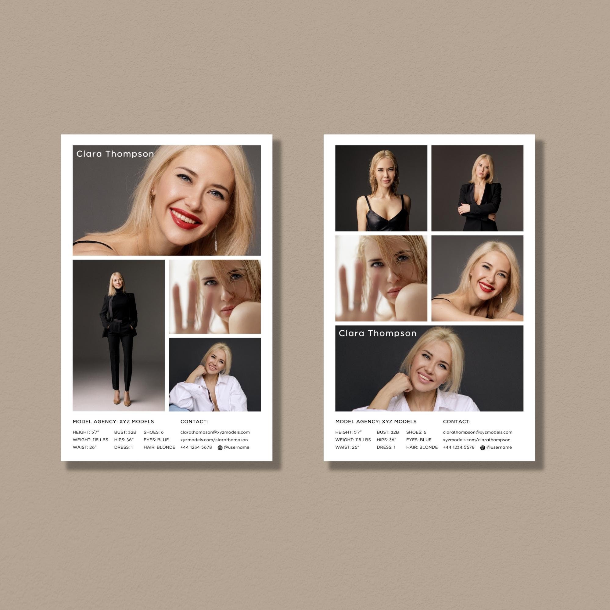 Modeling Comp Card Template, Editable Model Comp Card, Zed Card ...