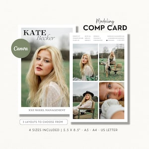 Modeling Comp Card Template, Zed Card, Editable Model Comp Card, Customizable Comp Card Canva Template, Modelling Fashion Portfolio Card