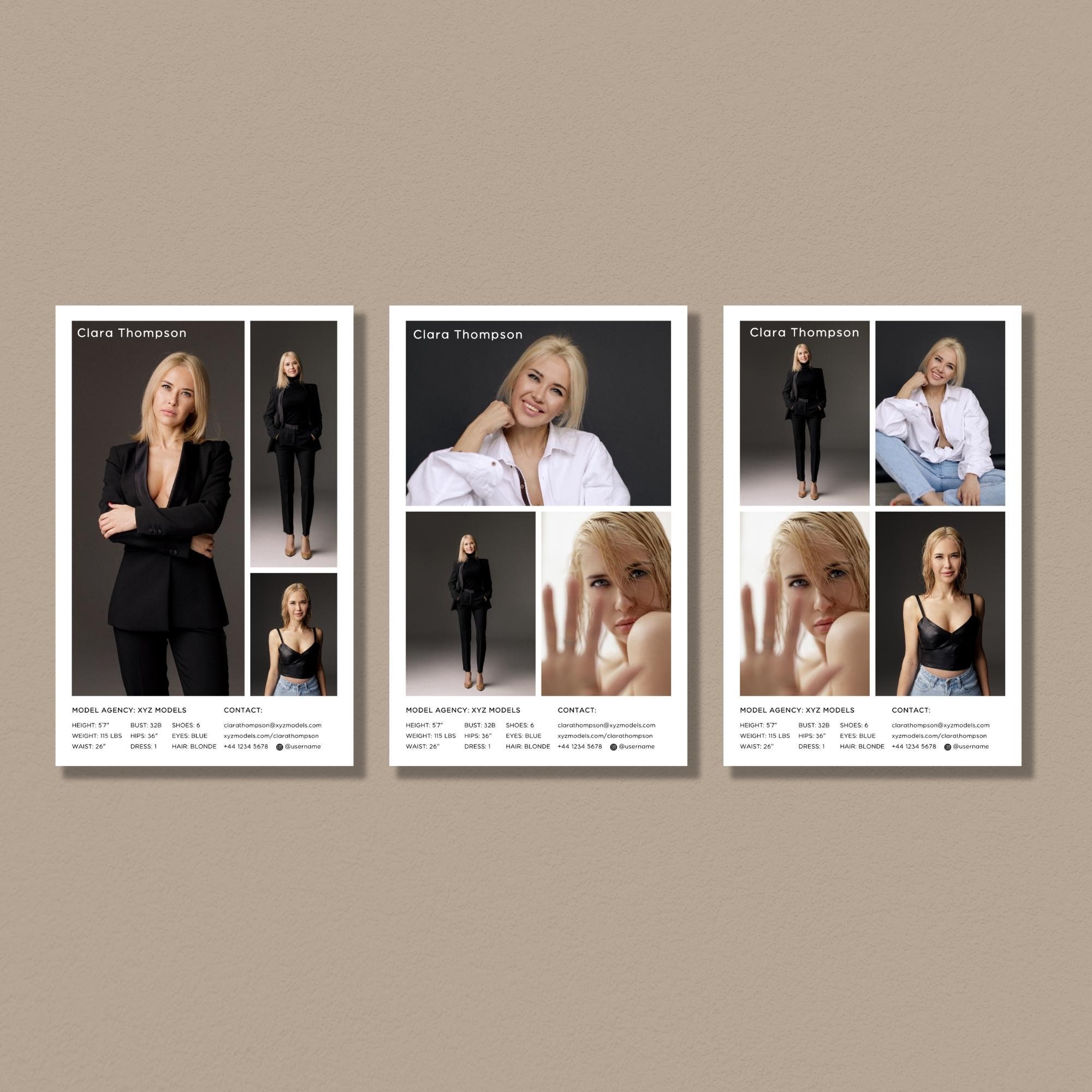 Model Comp Card Back Modeling Comp Card Template, Editable Model Comp Card, Zed Card ...