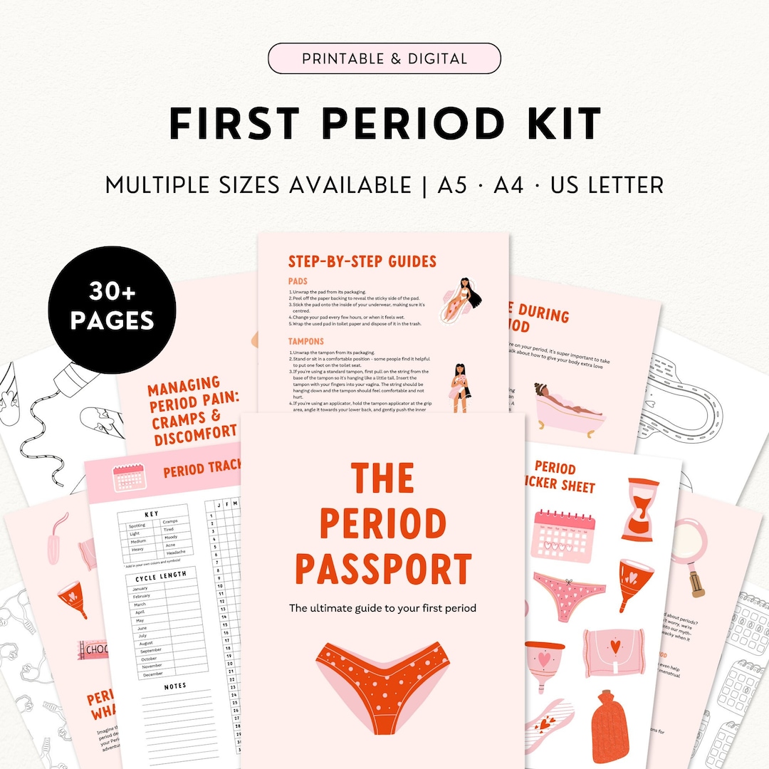 First Period Kit, Menstruation Starter Pack, Printable Period Tracker ...