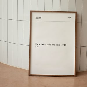 re:stacks Bon Iver Lyric Print | For Emma, Forever Ago | Trendy Print | Digital Print | Bon Ivor Art Print | Bon Iver Poster | Framed | A0