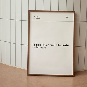 re:stacks Bon Iver Lyric Print | For Emma, Forever Ago | Bon Iver Poster | Bon Ivor Print | Bon Ivor Art Print | Bon Ivor Wall Art | Lyric
