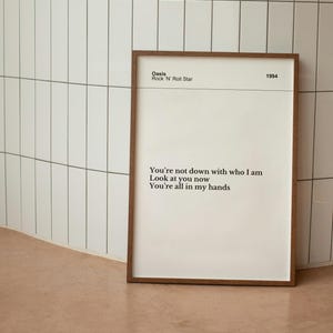 Gwiazda rock'n'rolla | Oasis | Wydruk z tekstem | Grafika ścienna | Plakat muzyczny | Gadżety Oasis | Pobieranie cyfrowe | Pomysł na prezent muzyczny | Prezent muzyczny