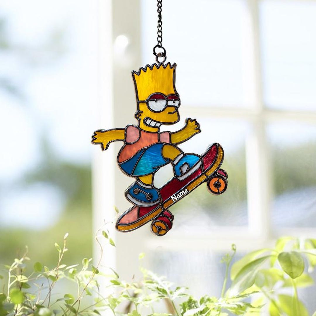Bart Rear Window Personalized Bart Simpson Suncatcher, Skater Bart Acrylic Window ...