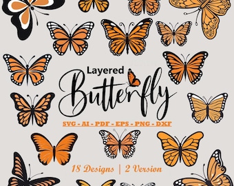 Monarch Butterfly, orange butterfly, Butterfly bundle, butterfly svg, butterfly clipart, monarch butterflies, layered butterfly