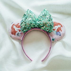 Ariel Little Mermaid Sequin Minnie Mouse Ears Headband