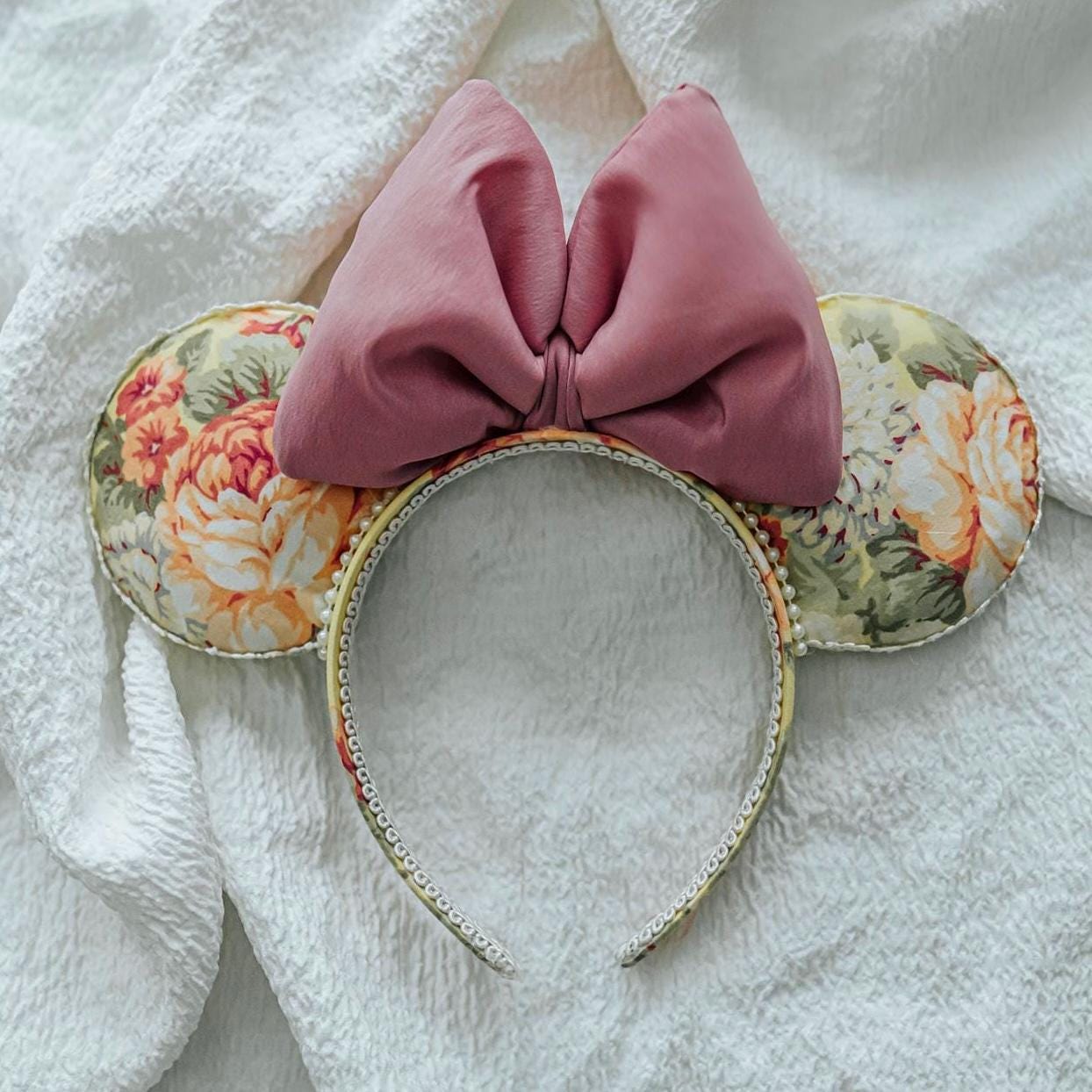 Yellow Floral Minnie Mouse Ears Headband