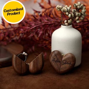 Personalized Wedding Ring Box | Heart Shaped Engagement Ring Box | Wooden Ring Box | Valentine's gift | Proposal Ring Box