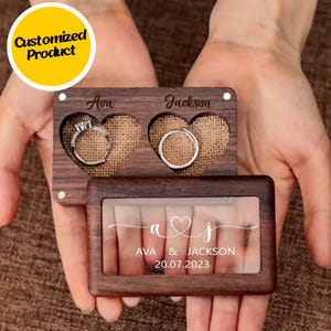 Personalized Wedding Ring Box | Engagement Ring Box | Magnetic Wooden Ring Box | Valentine&#39;s gift | Rectangle Ring box | Anniversary Gift