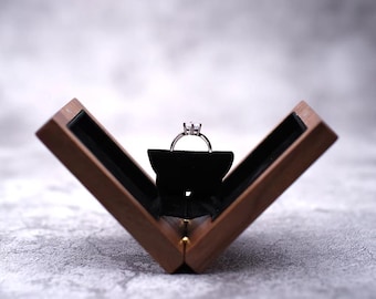 Caja giratoria personalizada para anillos de boda, de compromiso, de madera, regalo de San Valentín, rectangular, de aniversario.