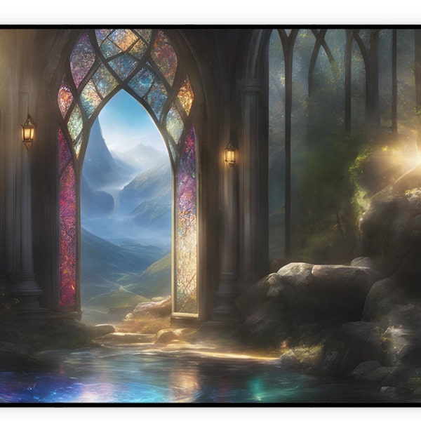 Large Shire Stained Glass LOTR Playmat, 31.5" × 15.5" inches,  LOTR Gifts, LOTR Gifts, Custom Playmat