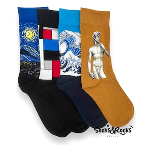 Kunstsokken | Beroemde schilderijen | Grappige sokken | Uniseks sokken | Set van 4 bundelsokken | Meesterwerksokken | Kunstcadeau-idee
