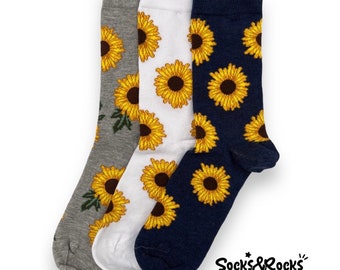 Sonnenblumen Socken | Blumen Socken | Niedliche Design-Socken | einzigartiges Geschenk für Freundin | Geschenk unter 10 Euro | günstige Geschenkidee