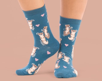 Holding Hands Otters Socks