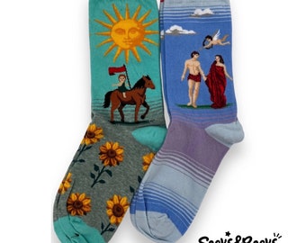 Tarot Socken | Liebessocken | Sonnensocken | Adam & Eva Socken | Valentinstag Geschenk | Geschenk unter 10 Euro | Lustige Socken | Geschenk für Freundin