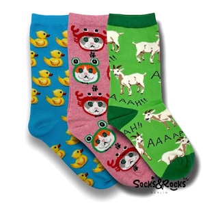 3 Pair Socks Animal Socks | Goat Socks | Cat Socks | Funny Socks | Duck Socks | Cute Animal Socks | Funny Cat gifts | Farm animal socks