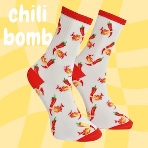 Chili Bomb Socks | Chili Socks | Funny Socks | Cool Socks | Food Socks | Gift for girl | Vegetables Socks | Fruit Socks | affordable gift