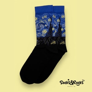 Kunstsokken | Beroemde schilderijen | Grappige sokken | Uniseks sokken | Meesterwerksokken | Kunstcadeau-idee | Van Gogh-kunst | Van Gogh-cadeau | Sterrennacht