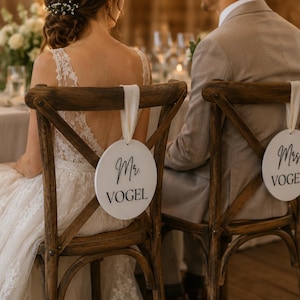 Stuhlschild Mr. & Mrs. | Hochzeit Deko Stuhlschild personalisiert | Hochzeitsdeko für Braut und Bräutigam