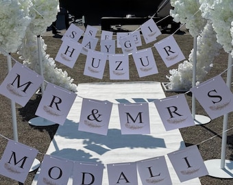 Personalisierte Hochzeitsgirlande Standesamtgirlande inkl. weißes Band