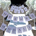 Personalized wedding garland, registry office garland including white ribbon