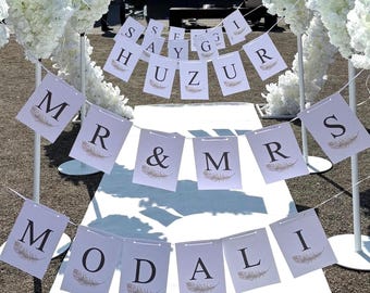 Personalisierte Hochzeitsgirlande Standesamtgirlande inkl. weißes Band