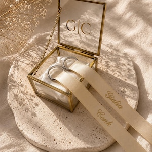 Ringband Verlobung | Hochzeit Ringband | Personalisierter Ringhalter | Ringband aus Satin